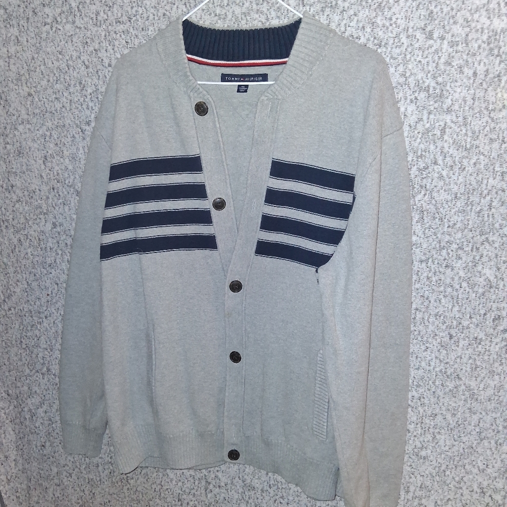 Tommy Hilfiger Men's Cardigan in Gray and Navy